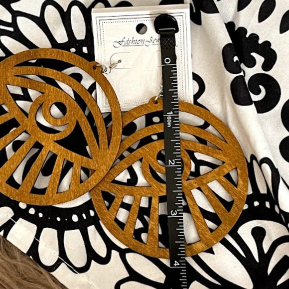 Jewelry - 2 Pair of Occult Wooden Earrings